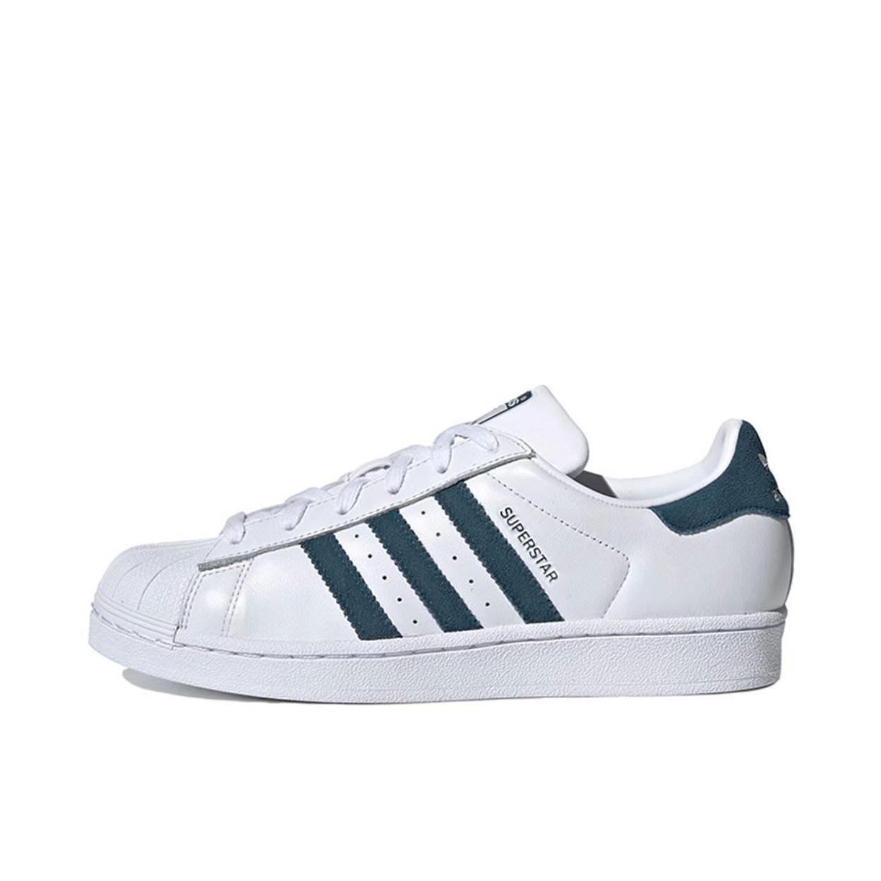 推荐商品：【宋雨琦同款】 adidas Originals Superstar 板鞋 轻便贝壳头薄底舒适百搭耐磨复古 Cloud White/Tech Mineral/Core Black 白色/墨绿