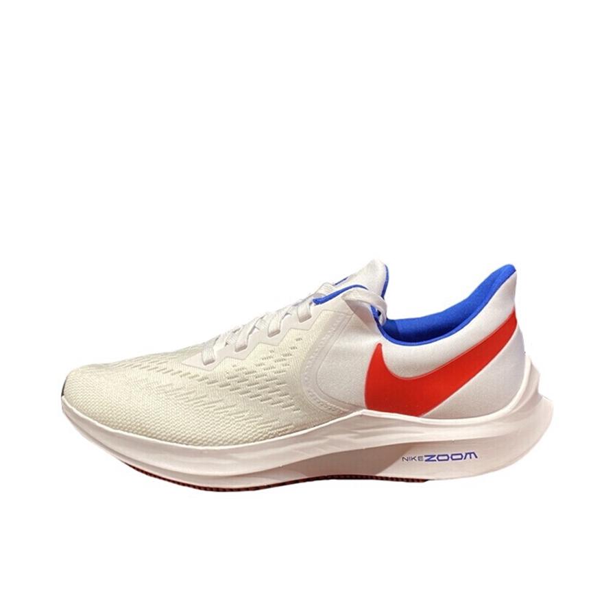 推荐商品：Nike Zoom Winflo 6 跑鞋 防滑耐磨缓震回弹网面透气织物拼接包裹性 红白蓝