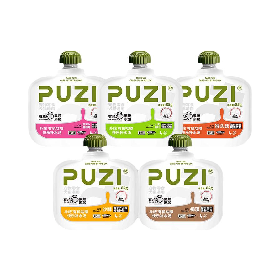 推荐商品：PUZI/扑吃 混合口味有机咕嘟快乐补水汤包猫狗通用零食湿粮包营养增肥