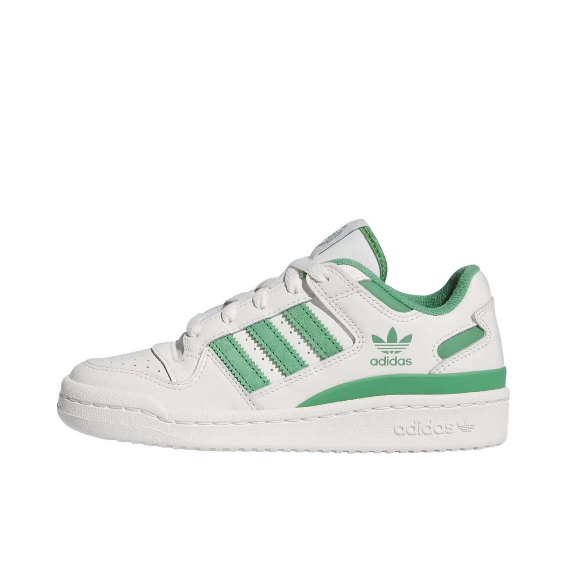 推荐商品：adidas Originals Forum 板鞋 轻便复古防滑时尚魔术贴篮球风薄底包裹性 大童/白色/绿色 