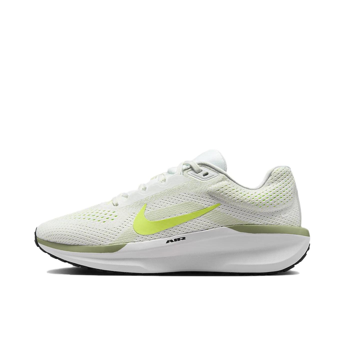推荐商品：Nike Winflo 11 跑鞋 网面轻便减震简约休闲长跑短跑训练防水圆头贴合支撑 山峰白/地平线绿/光子灰/明黄