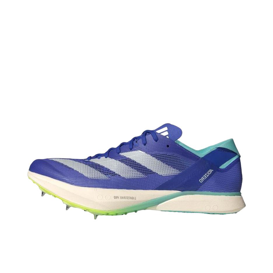 推荐商品：adidas adiZero Avanti 跑鞋 防滑耐磨减震碳板织物田径竞速长跑 男款/蓝色/银色