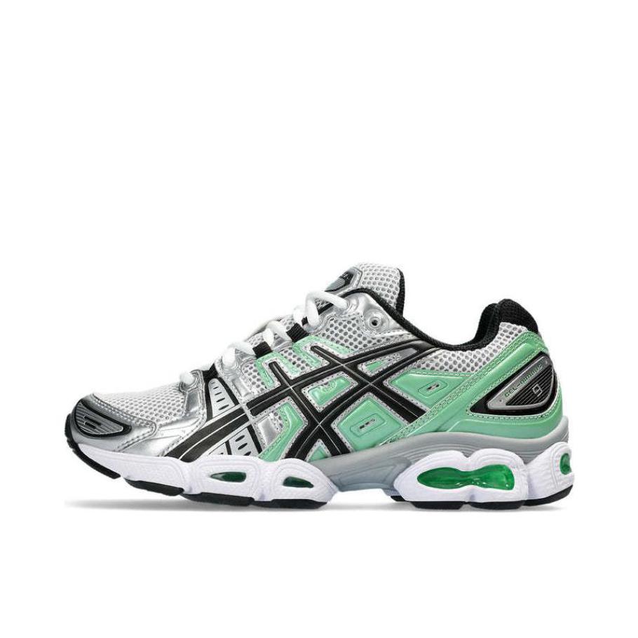 推荐商品：Asics/亚瑟士 Gel-Nimbus 9 减震 低帮 厚底 圆头 跑鞋 银色/绿色