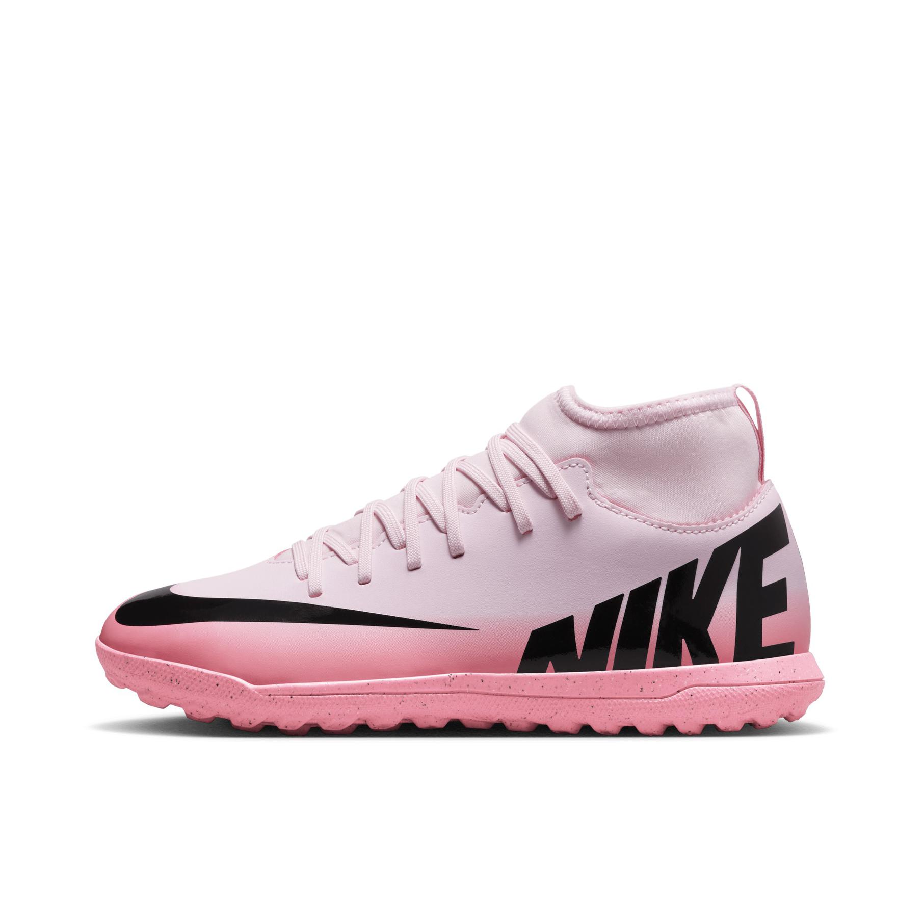 推荐商品：Nike Zoom Mercurial Superfly 9 Club TF 低端 胶质碎钉 人造草地 实战 足球鞋 大童/泡沫粉/黑色