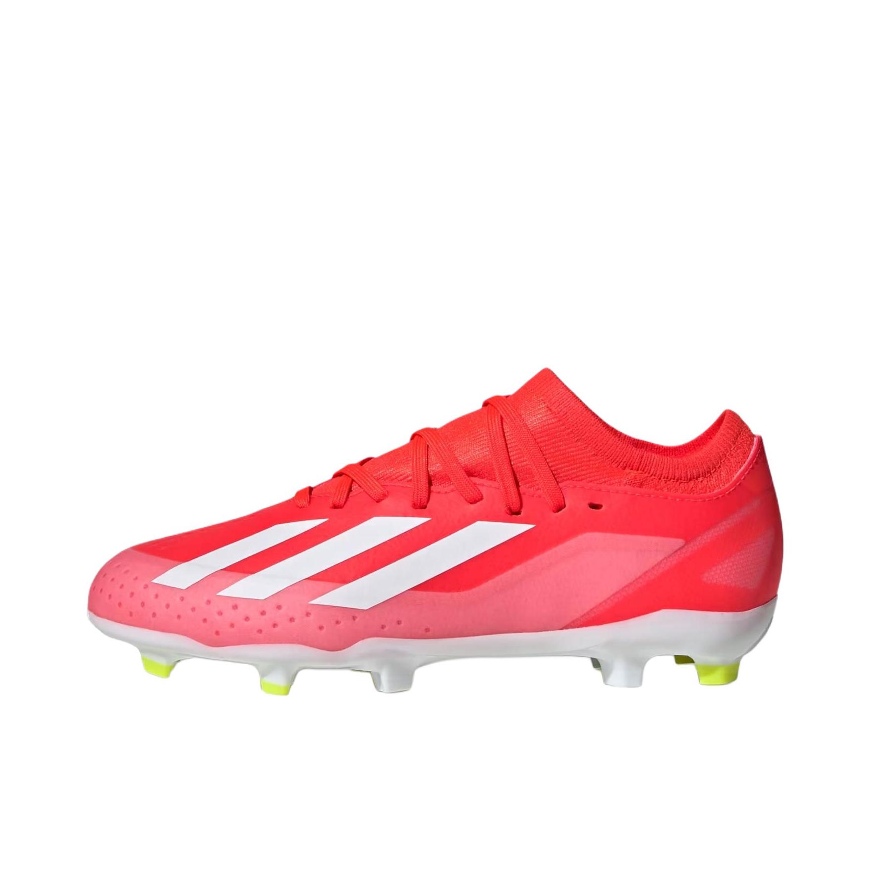 推荐商品：adidas X Crazyfast League FG 中端 胶质长钉 硬天然草场 防滑 足球鞋 大童/太阳红/云白/太阳黄 
