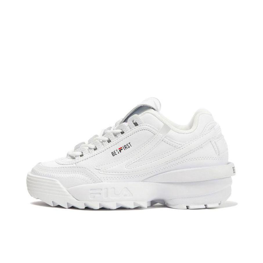 推荐商品：FILA/斐乐 Disruptor 2 防滑耐磨 减震 复古时尚 舒适运动 厚底增高 圆头 织物 合成革 老爹鞋 女款/白色 /米色