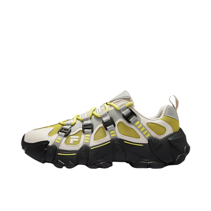 推荐商品：FILA/斐乐 EXOCET 机能 抗冲击 织物 防滑耐磨 舒适 包裹性支撑 合成革 百搭复古 运动休闲鞋 T12W431610F 男款/雨朦灰色/黄香茅 