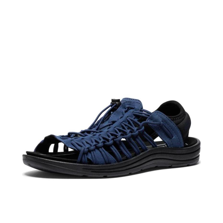 推荐商品：KEEN Uneek II OT 防滑 耐磨 潮流 抽绳 露趾 平跟 户外鞋 沙滩鞋 深蓝色/黑色