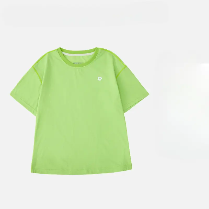 推荐商品：Q21童装  蒲公英印花速干透气排汗拼色圆领短袖T恤 中大童 QF42039 青草绿