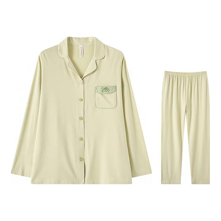 推荐商品：【范丞丞同款】芬腾 翻领透气纯棉防螨长袖睡衣 男女同款 Q9FJ25790638 浅绿