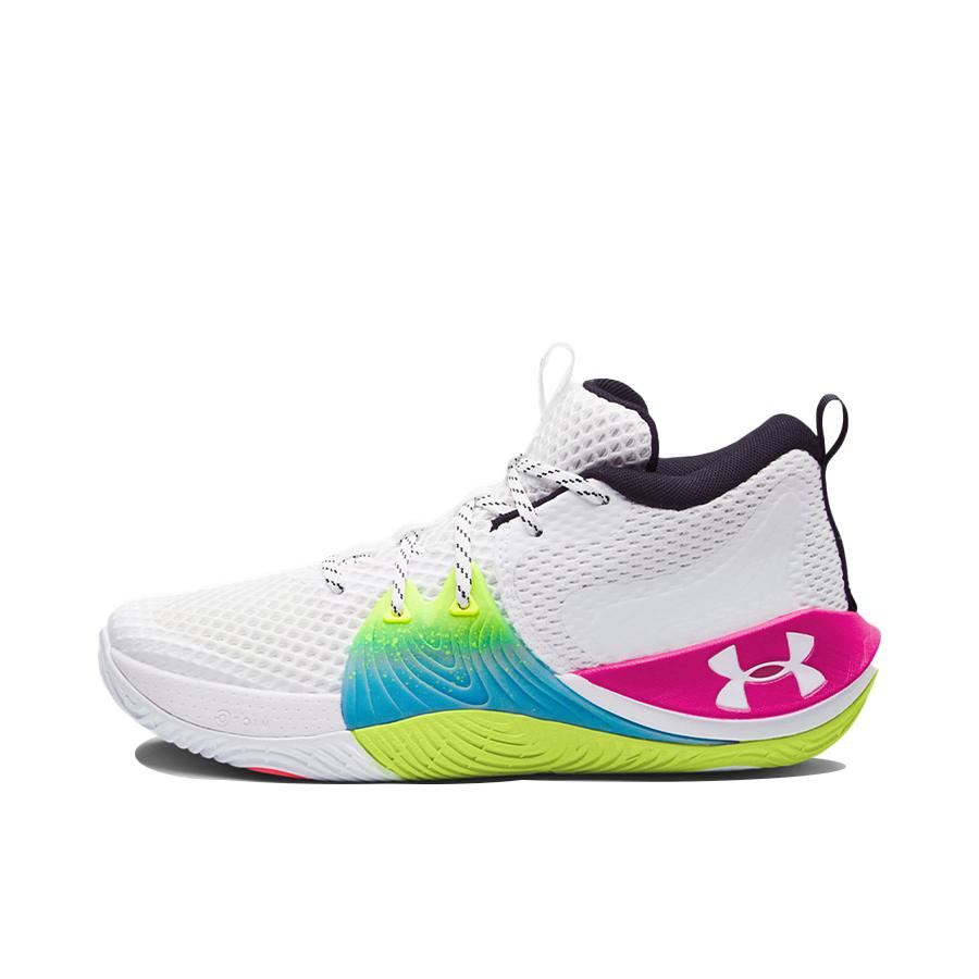 推荐商品：Under Armour/安德玛 Embiid 1 防滑耐磨 实战训练 支撑 圆头 合成革 篮球鞋 白色/蓝绿渐变/紫红