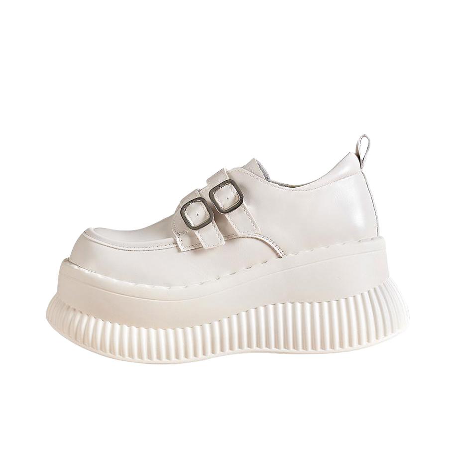 推荐商品：艾格鸟 合成革 厚底 内增高 圆头 单鞋 621-23C 女款/米色 