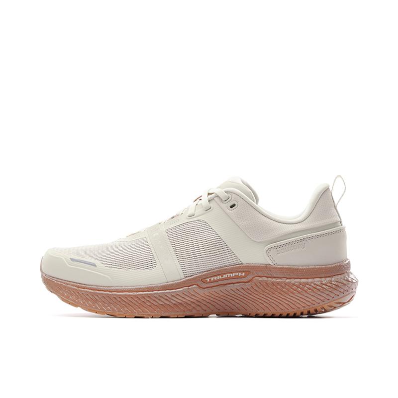 推荐商品：Saucony/索康尼  Triumph CMT  胜利  减震回弹 防滑耐磨 轻便  网布 透气  低帮 跑鞋 褐色/米色