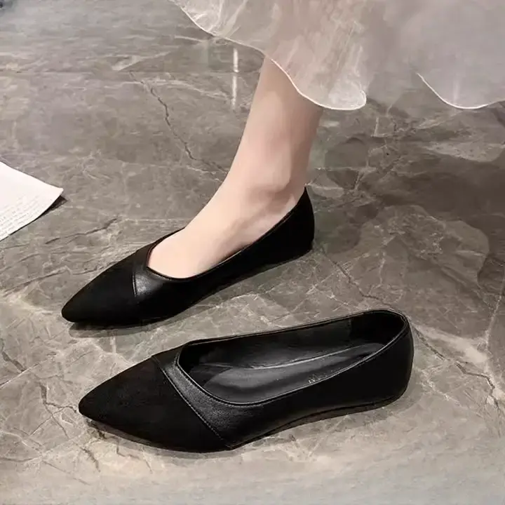 推荐商品：仙女 法式 气质 浅口 单鞋 黑色