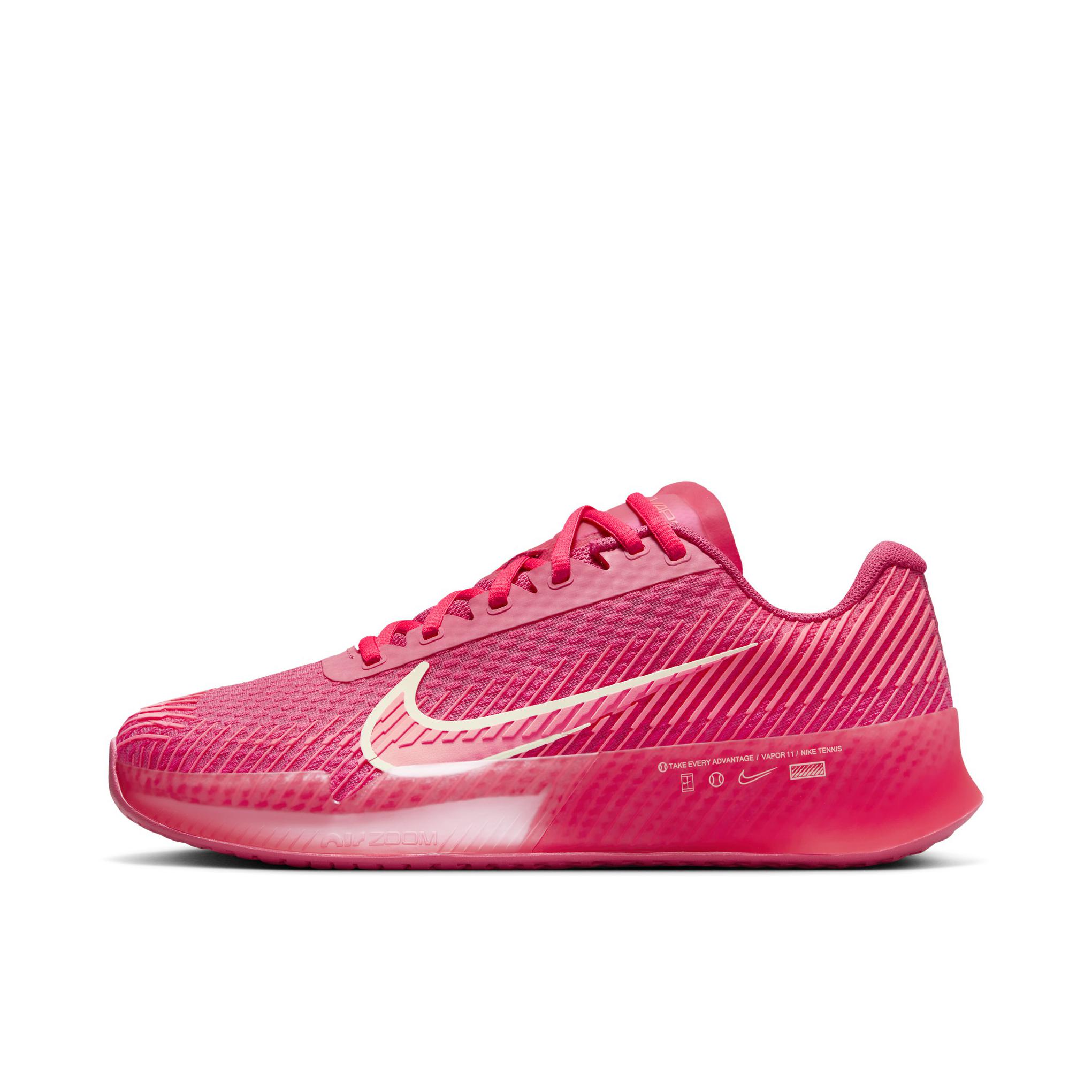 推荐商品：Nike Court Zoom Vapor 11 耐磨防滑 透气缓震 舒适轻便 支撑 网球鞋 女款/紫菀粉红/热冲/白色/深红色调