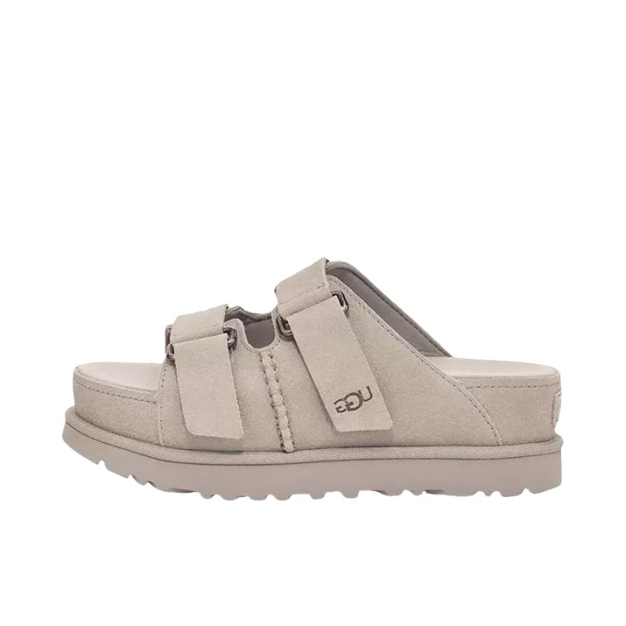 推荐商品：UGG Goldenstar Hi 拖鞋 舒适轻便百搭时尚露趾束带可调式休闲一字 1155458 女款/灰色