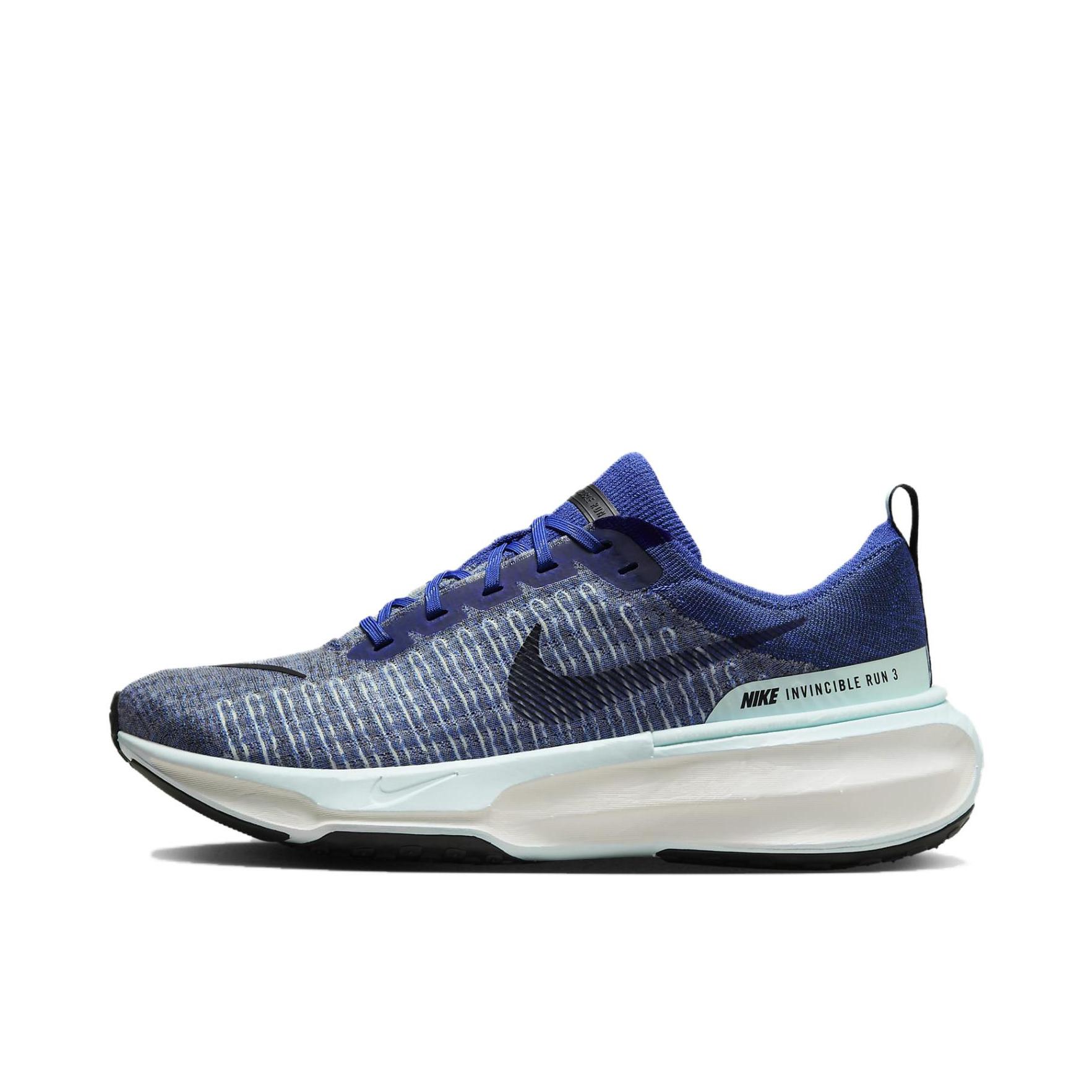 推荐商品：Nike Invincible 3 跑鞋 透气缓震织物运动支撑训练轻便平跟 灰色/蓝色