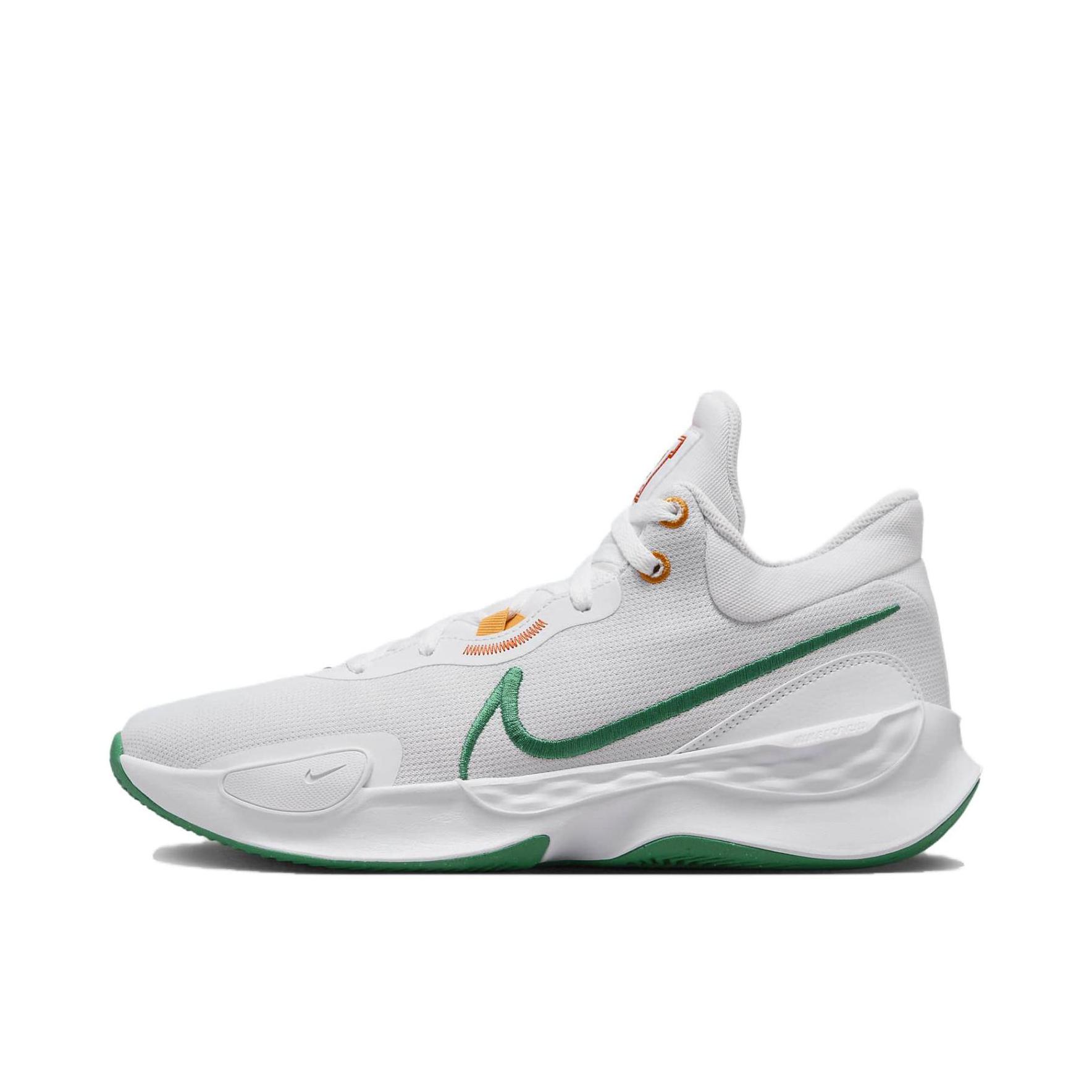 推荐商品：Nike Renew Elevate 3 篮球鞋 抗扭减震透气舒适轻便防滑耐磨抓地实战织物 白色/绿色