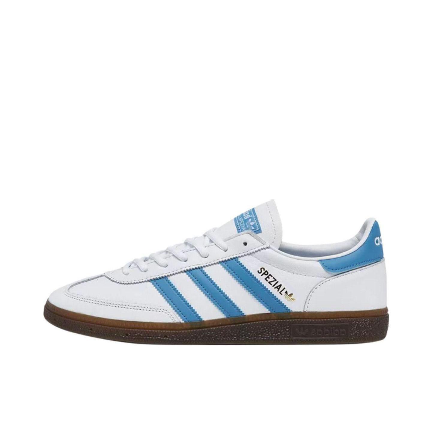 推荐商品：adidas Originals Handball Spezial 薄底鞋 T头鞋 德训鞋 板鞋 简约百搭复古轻便防滑耐磨贴合圆头耐穿 白色/蓝色 