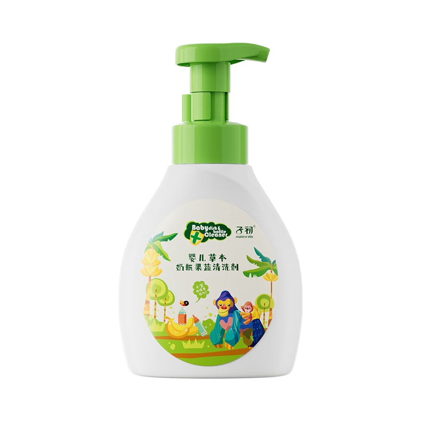推荐商品：子初 婴儿草本奶瓶果蔬清洗剂餐具玩具洗水果洗洁精泡沫型洗涤奶嘴草本植萃去农残清洗玩具