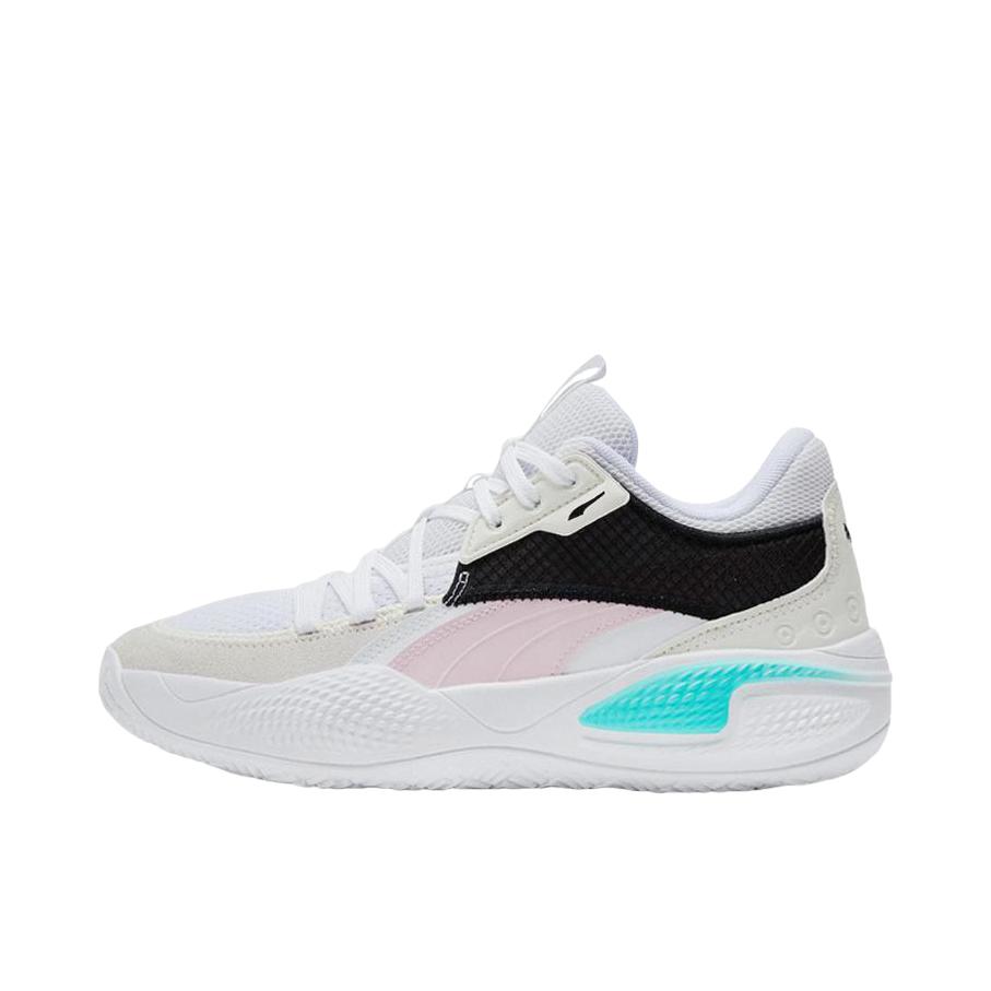 推荐商品：【赵继伟同款】Puma/彪马 Court Rider 1.0 RIDER FOAM中底 合成革 缓震支撑 防滑耐磨 包裹性 篮球鞋 白色/粉红