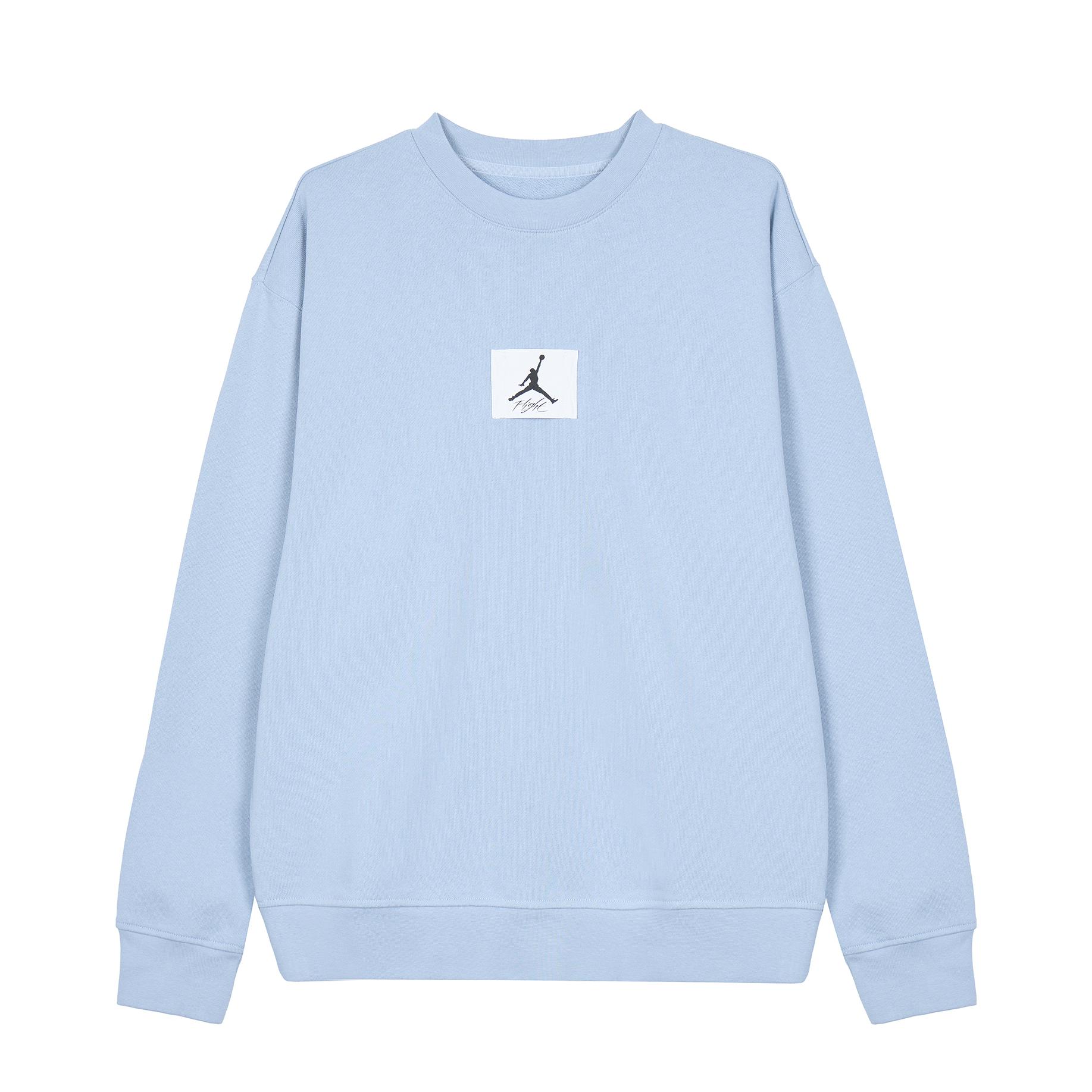 Jordan Brand新年款AS M J ESS STMT FLC CREW拼接高能感圆领套头长袖卫衣 FB6935 蓝灰