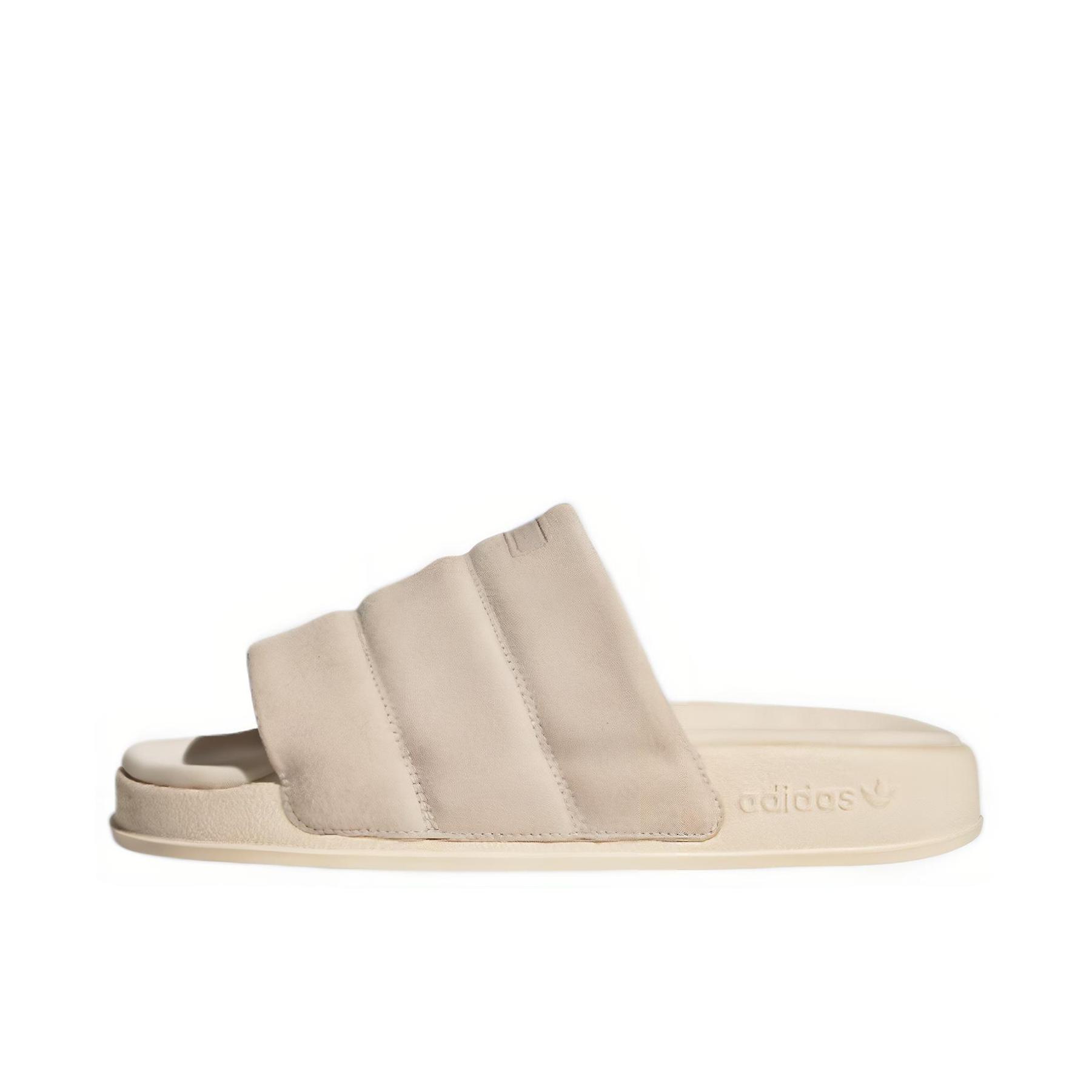推荐商品：adidas Originals Adilette Essential 防滑耐磨 轻便透气 舒适减震 简约时尚 外穿 一字 拖鞋 米色