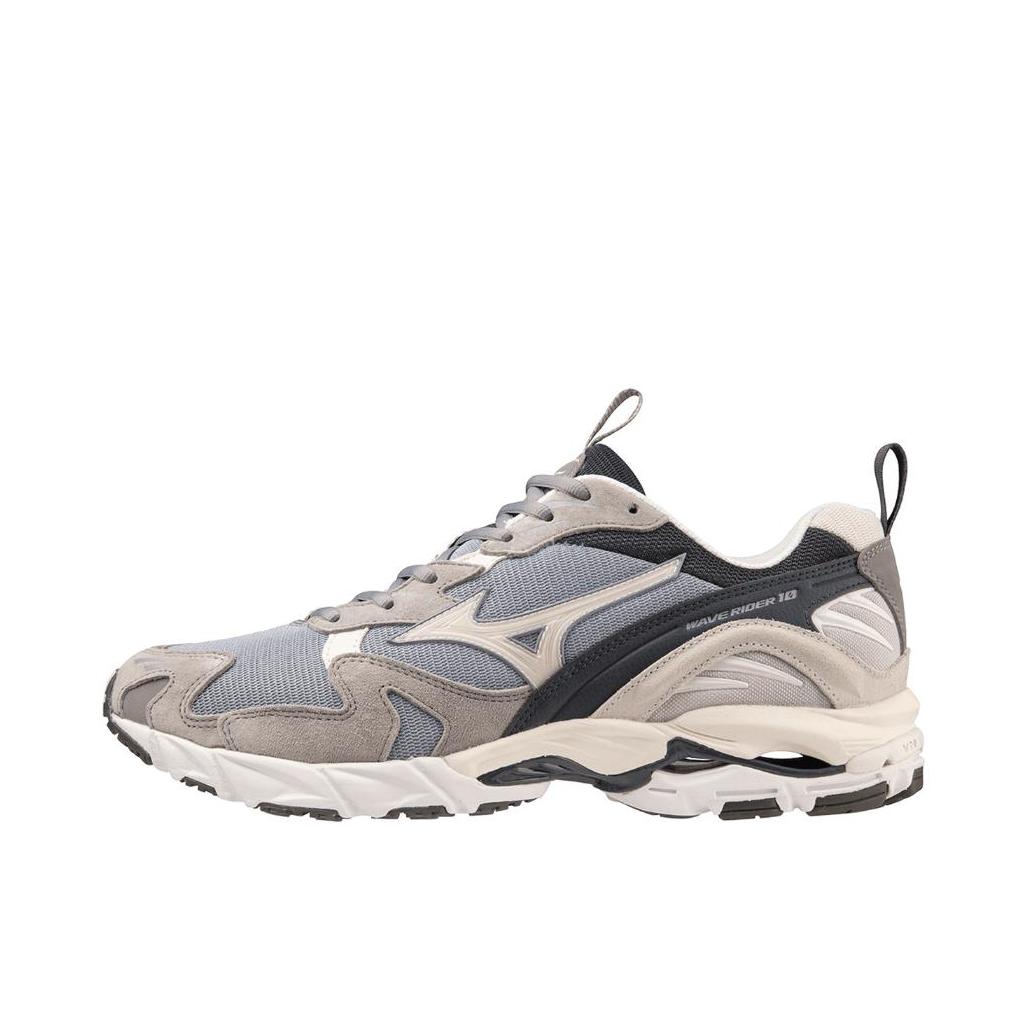 推荐商品：Mizuno/美津浓  Wave Rider 10  经典减震 防滑耐磨 轻便  网布 透气 织物 复古 合成革 运动  跑鞋 米色/黑色 