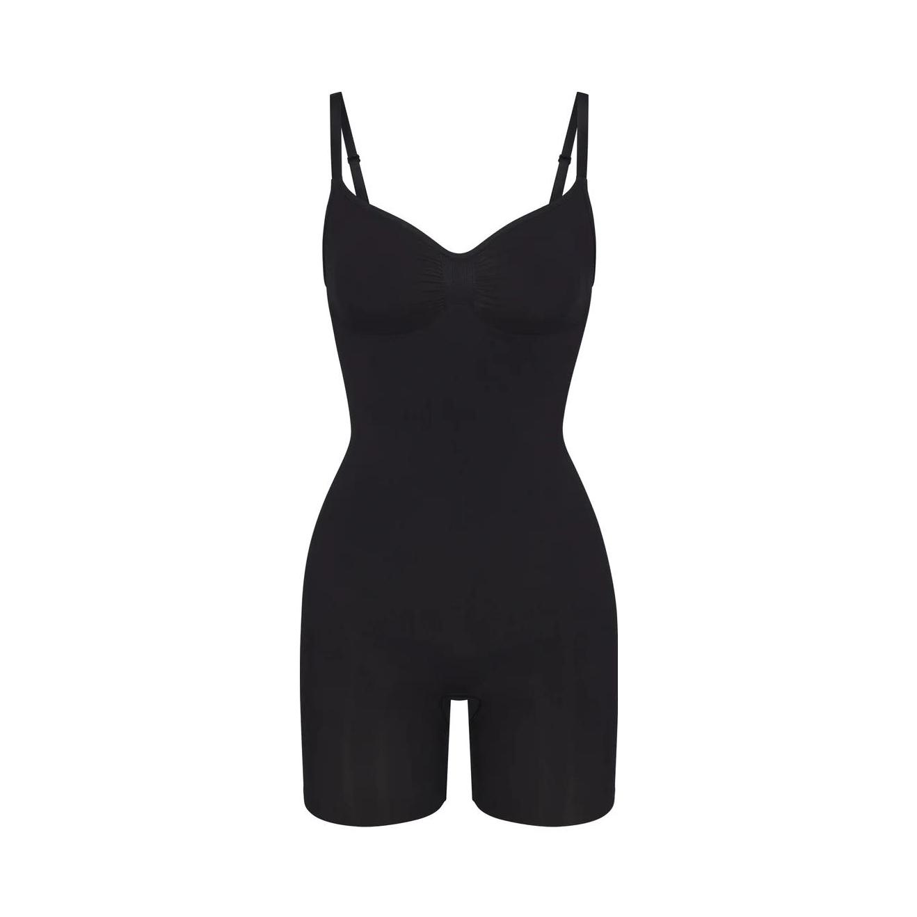 推荐商品：skims 纯色塑身透气无缝吊带连体紧身衣 女装 BD-MDT-3372-ONX 黑