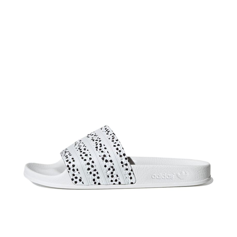 推荐商品：adidas Originals Adilette 一字 潮流时尚 轻便透气 防滑 沙滩 拖鞋 白色/黑色/斑点