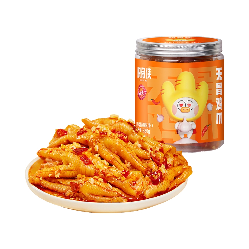 推荐商品：脱骨侠 无骨鸡爪 微辣蒜香味 380g 罐装 解馋追剧