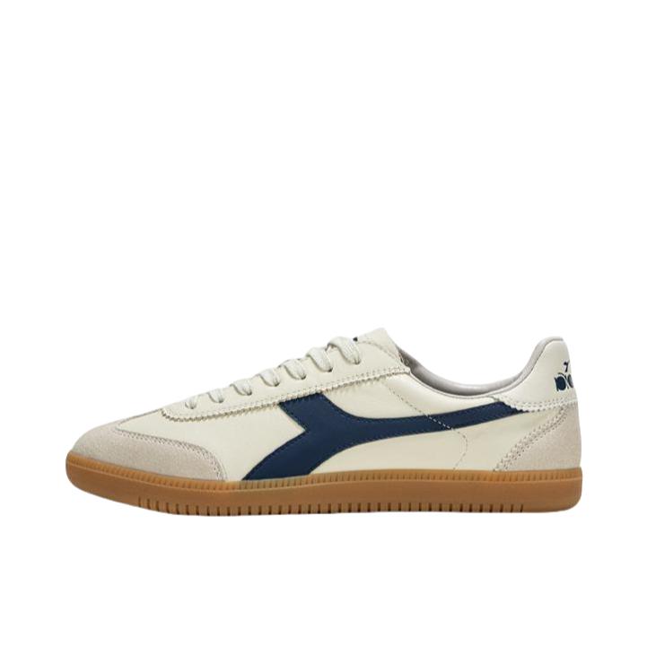 推荐商品：Diadora Saunter 复古 牛皮革 做旧 防滑 薄底T头 德训鞋 板鞋 N5412 米色/蓝色