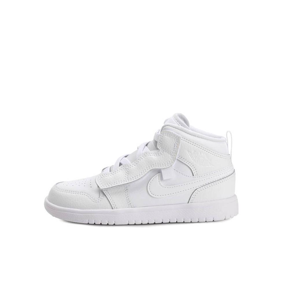 推荐商品：Air Jordan 1 复古运动 舒适防踢 缓震耐磨 魔术贴 板鞋儿童 Triple White 小童/白色