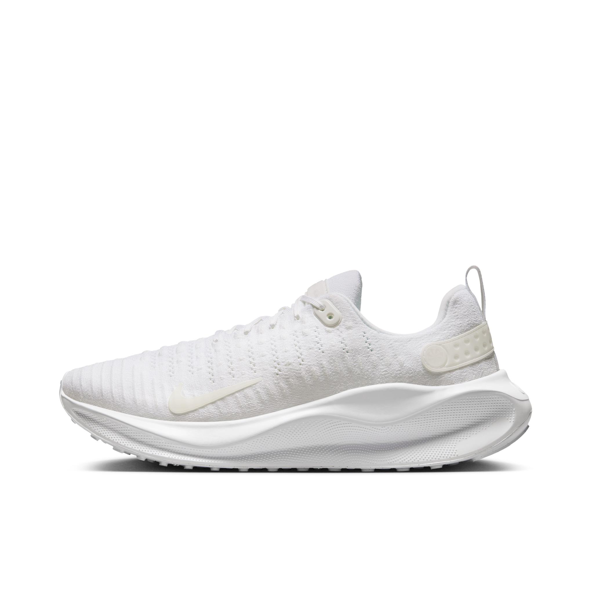 推荐商品：Nike React Infinity Run 4 跑鞋 公路舒适缓震防滑耐磨防水织物训练飞织抓地包裹性 男款/纯白