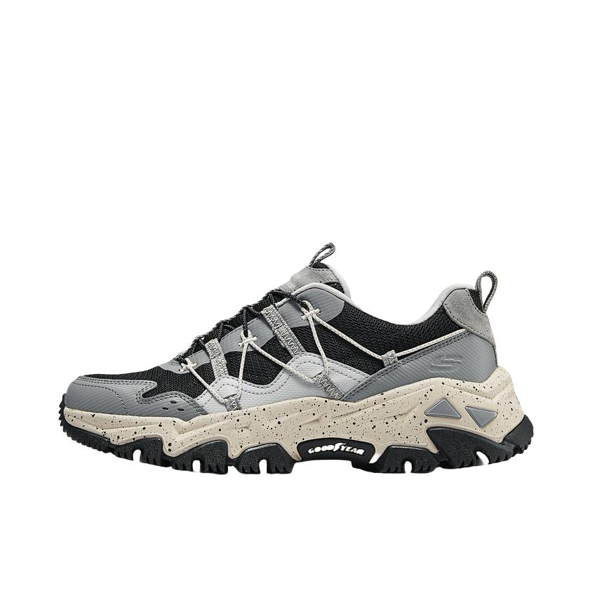 推荐商品：Skechers/斯凯奇  云屿  舒适减震 防滑耐磨 百搭复古  厚底鞋 徒步鞋 户外鞋 女款/黑色/灰色