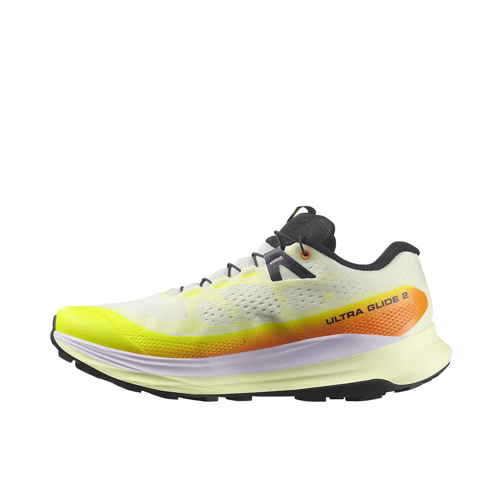 推荐商品：Salomon/萨洛蒙 Ultra Glide 2 防滑耐磨 缓震轻便 稳定支撑 包裹性 织物 网面 运动 跑鞋 黄色/橙色/白色