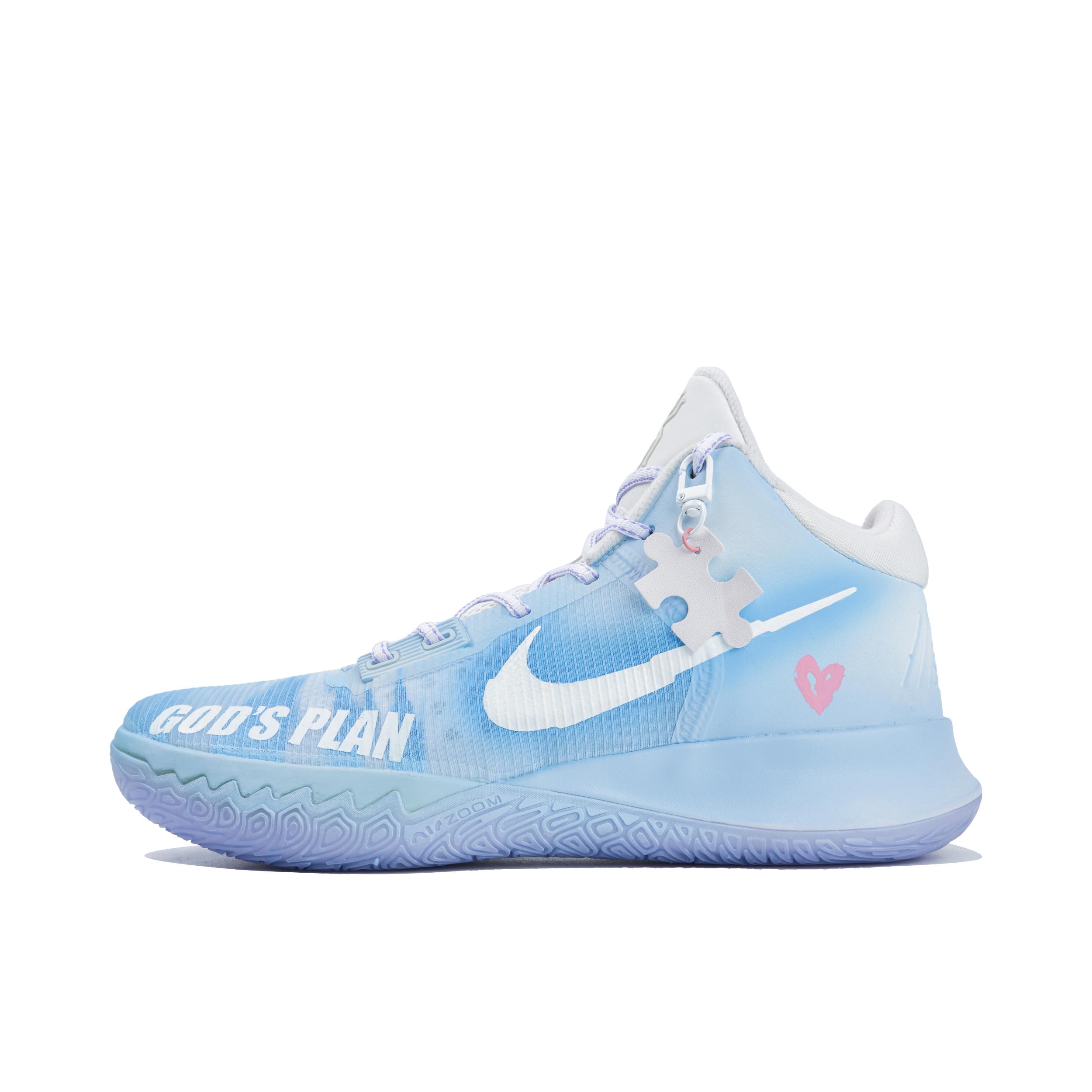推荐商品：【定制球鞋】Nike Flytrap 4 织物 减震透气 防滑耐磨 圆头 潮流百搭 手绘喷绘 塔兔 篮球鞋 蓝色星球