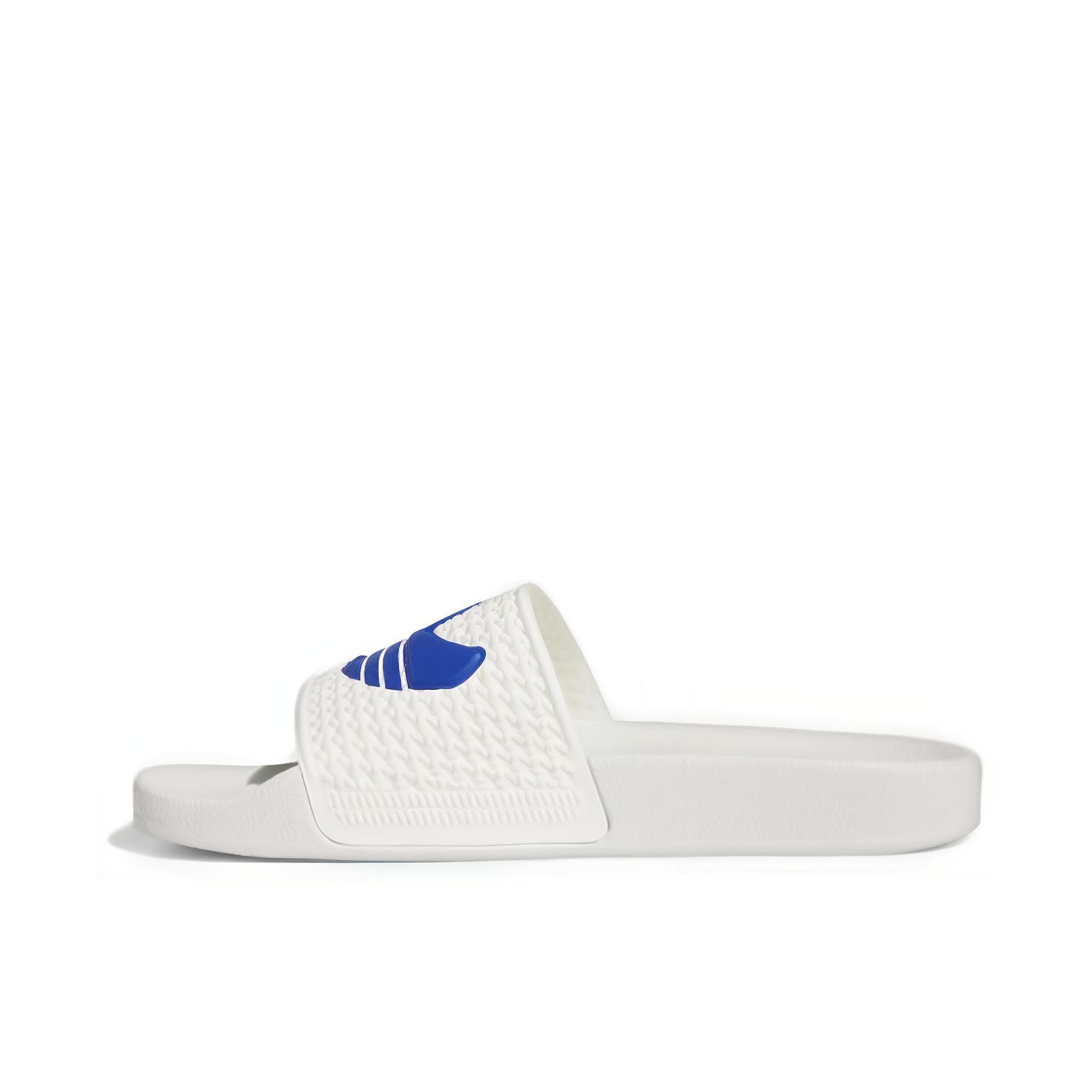 推荐商品：adidas Originals Shmoofoil Slides 轻便舒适 防滑耐磨 沙滩 百搭 一字 拖鞋 白色/蓝色