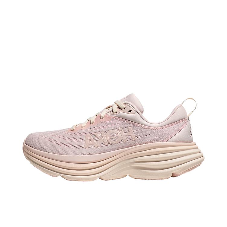 推荐商品：HOKA ONE ONE Bondi 8 邦代8 防滑耐磨 舒适轻便 网面透气 休闲百搭 缓震 跑鞋 女款/珍珠粉