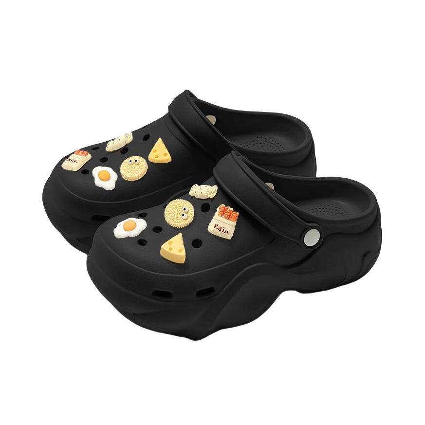 推荐商品：qyckaby 厚底 增高 户外 沙滩 凉鞋 女款/黑色