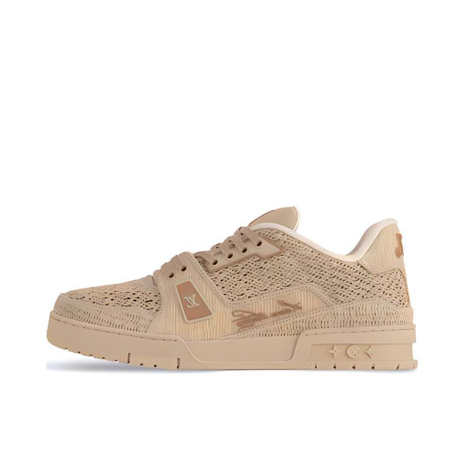 推荐商品：Louis Vuitton Trainer系列 时尚 牛皮 圆头 防滑 轻便 板鞋 米色/褐色