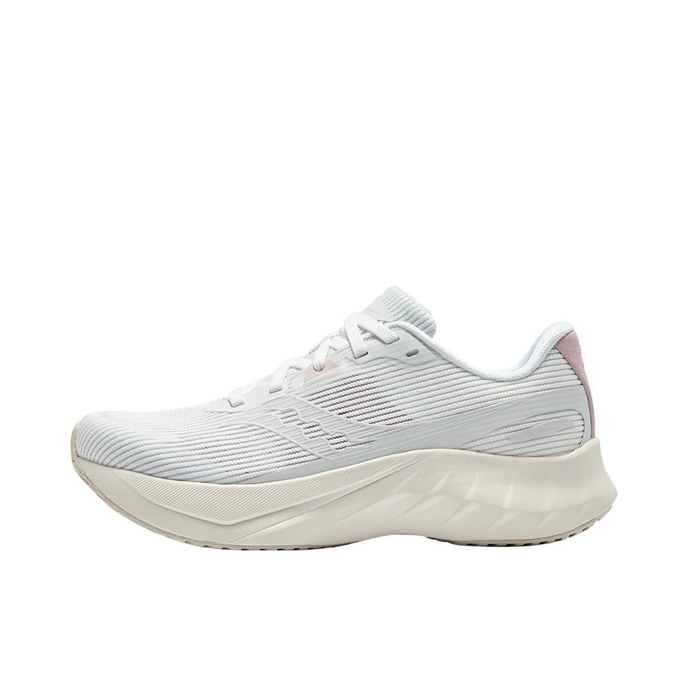 推荐商品：Saucony/索康尼  Tide 浪潮 2  助推 回弹 减震透气 防滑耐磨 稳定支撑 网布 慢跑  跑鞋 女款/白色/粉色 