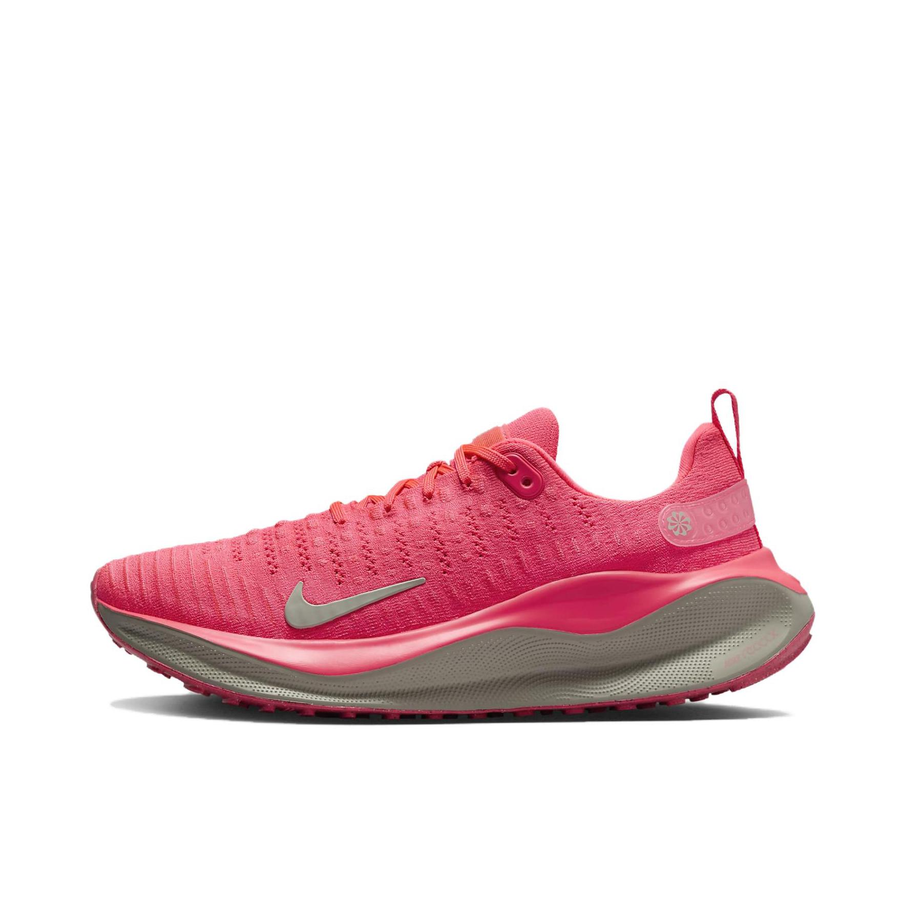 推荐商品：Nike React Infinity Run 4 跑鞋 公路舒适缓震防滑耐磨防水织物训练飞织抓地包裹性 女款/紫菀粉色/浅铁矿石