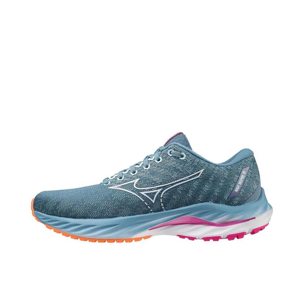 推荐商品：Mizuno/美津浓 Wave Inspire 19 支撑 潮流 缓震 圆头 织物 跑鞋 深蓝色/紫色