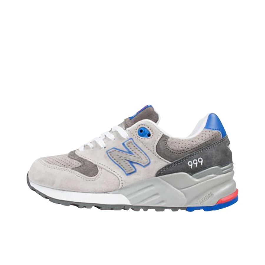 推荐商品：New Balance 999 跑鞋 减震防滑轻便透气耐磨复古经典合成革织物低帮 深灰/孔雀蓝