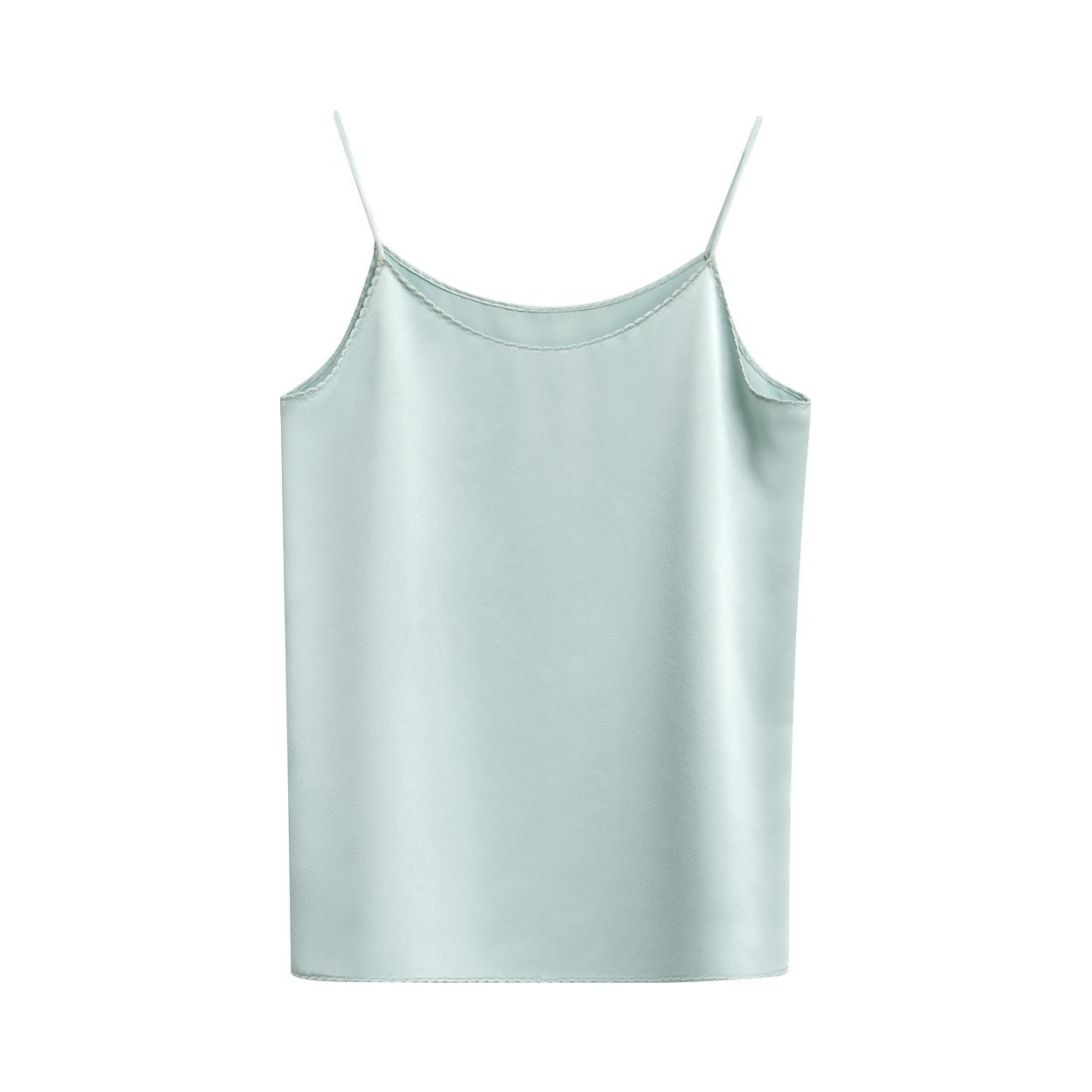 推荐商品：Amii 法式仿醋酸纯色直筒吊带 女装 12332016 薄荷绿