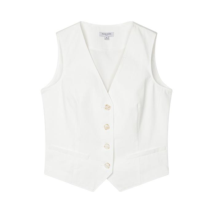 推荐商品：【江疏影同款】PETITE STUDIO NYC  系扣V领拼接马甲 女装 S2205 白