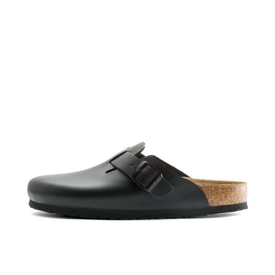 推荐商品：Birkenstock Boston系列 勃肯鞋 半拖鞋 防滑防磨包头软底搭扣秋冬绒面革牛皮软木 穆勒鞋一脚蹬 窄版/深黑色/棕色