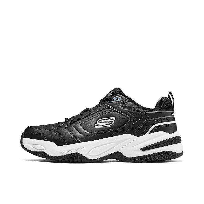 推荐商品：Skechers/斯凯奇  Sport Monster  运动 休闲鞋  防滑耐磨舒适透气系带增高百搭  男款/白色/炭灰色