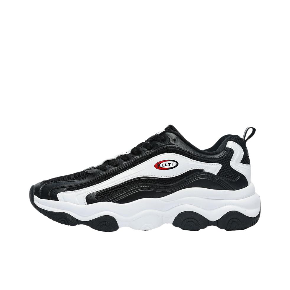 推荐商品：KELME/卡尔美 复古 厚底 网面 防滑 老爹鞋6415XX2583回弹减震  /黑色/白色